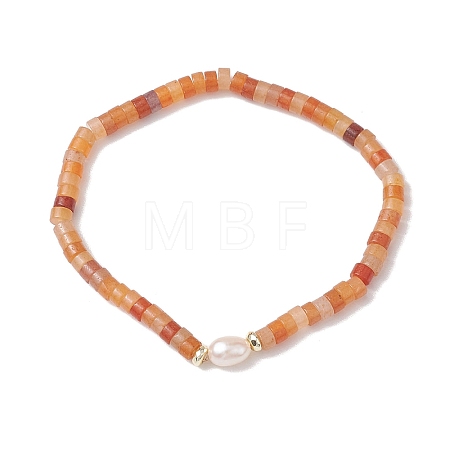 Natural Red Aventurine and Pearl Beads Btacelets BJEW-JB10681-04-1