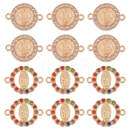 40Pcs 2 Styles Flat Round Alloy Connector Charms FIND-GO0001-33-1