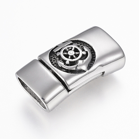 304 Stainless Steel Magnetic Clasps with Glue-in Ends STAS-F130-01AS-1