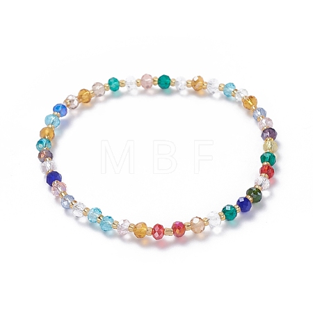 Electroplate Glass Faceted Abacus Beads Stretch Bracelets BJEW-JB04877-1
