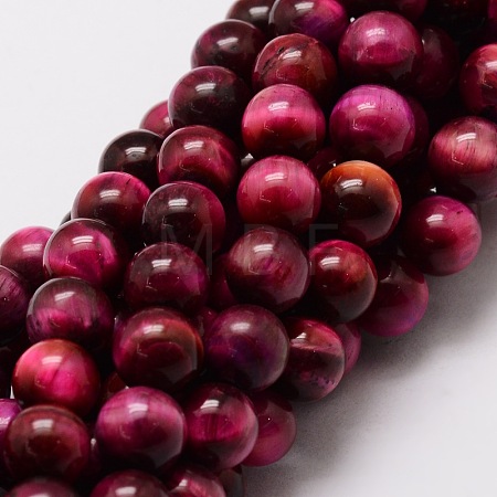 Natural Tiger Eye(Dyed & Heated) Round Beads Strands G-E329-6mm-40D-1