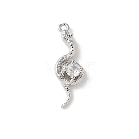 Brass Micro Pave Clear Cubic Zirconia Pendants KK-S505-03P-01-1