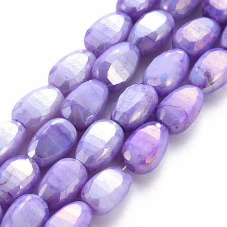 Opaque Baking Paint Crackle Glass Beads Strands EGLA-S174-21F-1
