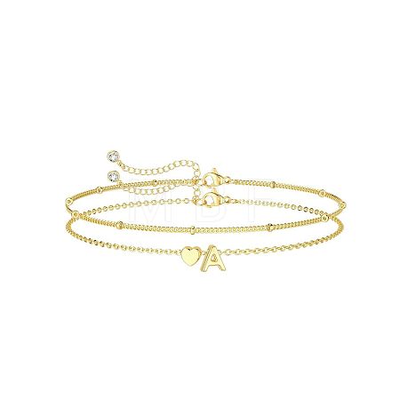 2Pcs 2 Styles Brass Beaded Bracelets & Satellite Chains Bracelets for Women FS-WG4A116-02-1