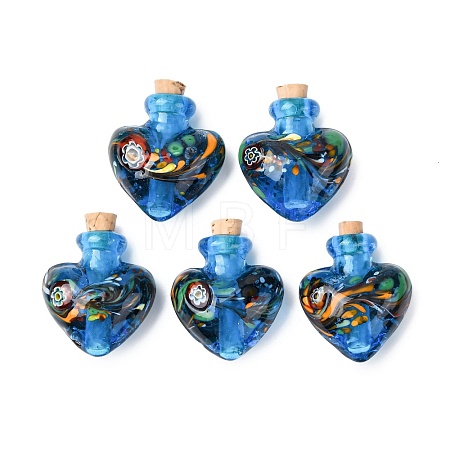 Handmade Lampwork Perfume Bottle Pendants LAMP-H072-02E-1