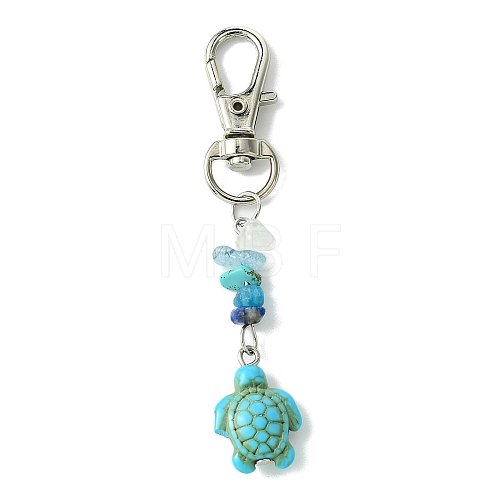 Sea Turtle Synthetic Turquoise Pendant Decorations HJEW-JM02142-01-1