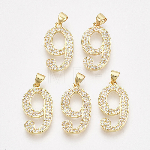 Brass Cubic Zirconia Pendants ZIRC-S062-01A-9-1