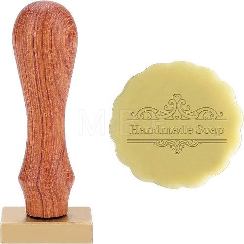 Olycraft Brass Wax Seal Stamp Head & Pearwood Handle Kit AJEW-OC0002-85J-1