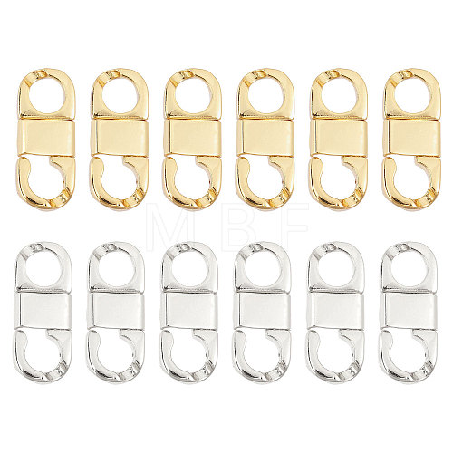 CHGCRAFT 12Pcs 2 Colors Rack Plating Brass Fold Over Clasps KK-CA0002-66-1