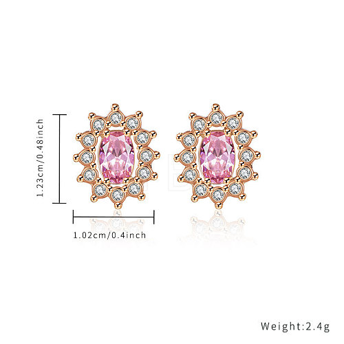 Stainless Steel with Rhinestone Stud Earrings UT4699-4-1