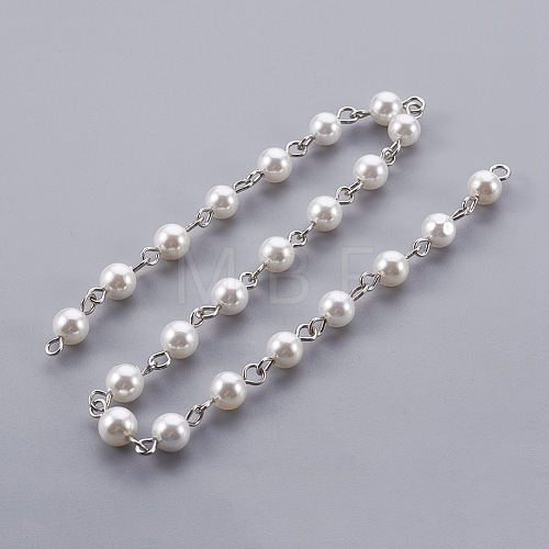 Handmade Shell Pearl Beaded Chains AJEW-JB00463-01-1