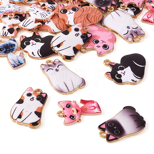 24Pcs 12 Style Printed Alloy Pendants FIND-TA0003-44-1