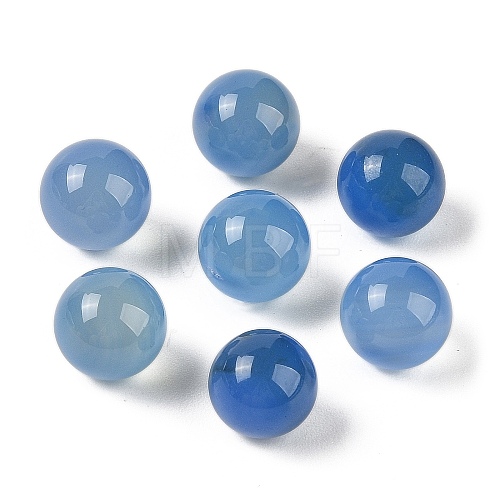 Natural Blue Agate No Hole Sphere Beads G-K353-04B-30-1