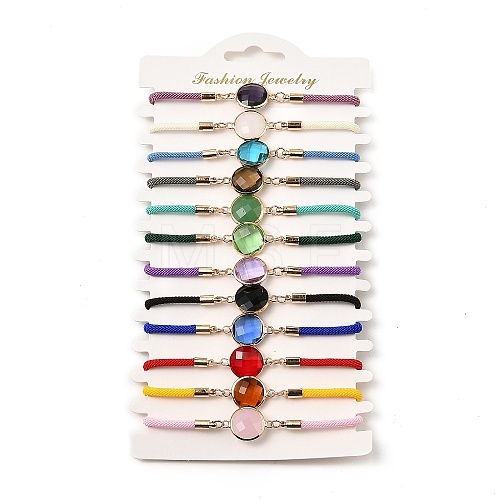 12Pcs 12 Colors Polyester Bracelets BJEW-P340-13H-G-1