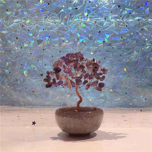 Natural Amethyst Chips Tree of Life Decorations WG91290-02-1