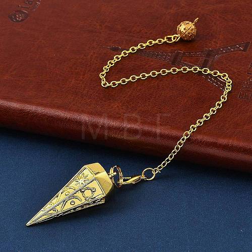 Rack Plating Brass Cone Dowsing Pendulum Pendants AJEW-G064-01G-1