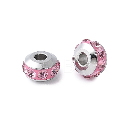 304 Stainless Steel Polymer Clay Rhinestone Beads STAS-Q038-01D-1