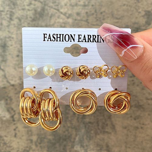 Alloy & Plastic Pearl Earring Sets WG01624-01-1