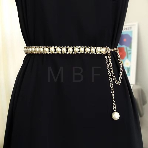 Alloy & Plastic Imitation Pearl Beaded Belly Chains for Women WG270D6-06-1