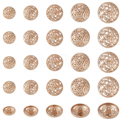 Olycraft 25Pcs 5 Styles 1-Hole Retro Zinc Alloy Shank Buttons BUTT-OC0001-57C-1