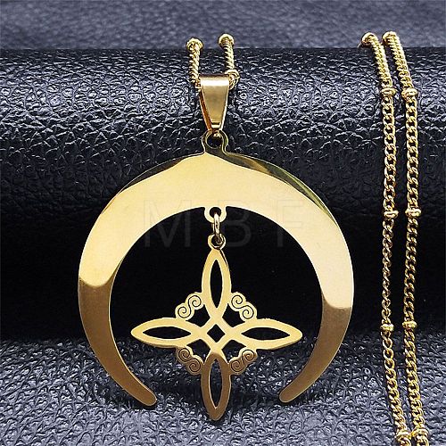 304 Stainless Steel Pendant Necklaces NJEW-K253-04G-1