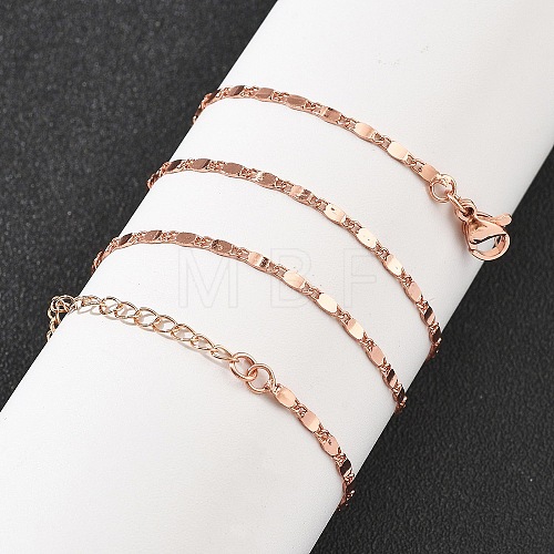 Brass Oval Link Chain Necklaces for Women NJEW-D302-26RG-1