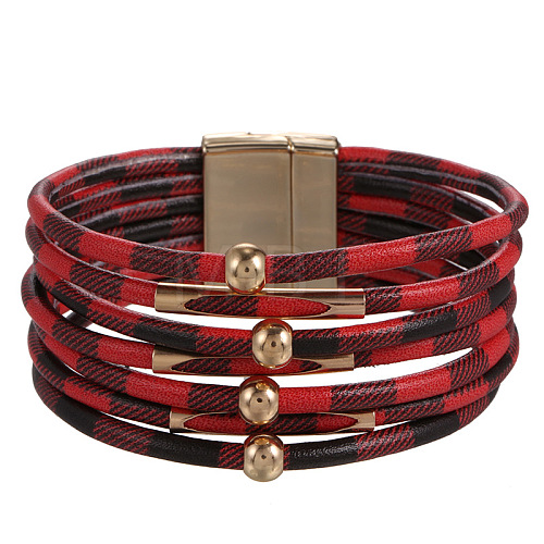 Imitation PU Leather Cord Multi-strand Bracelets for Women Girl WG4D46A-03-1