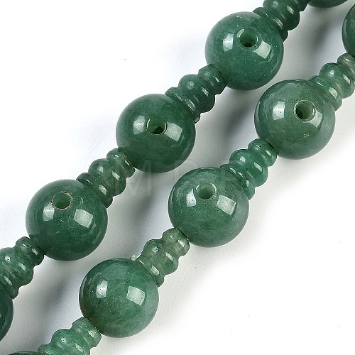 Natural Green Aventurine 3-Hole Guru Beads Strands G-H064-E07-05-1