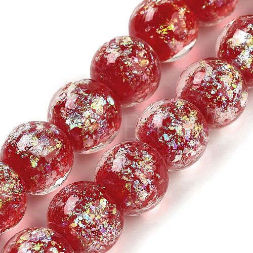 Handmade Dichroic Foil Glass Beads Strands DICH-U001-06G-1