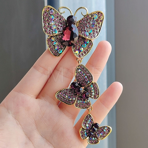 Butterfly Alloy with Rhinestone Brooch for Backpack Clothes PW-WG311BA-03-1