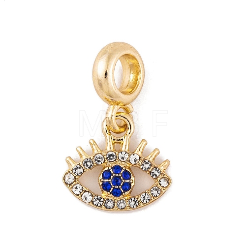 Rack Plating Alloy Crystal & Capri Blue Rhinestone European Dangle Charms FIND-C055-17G-1