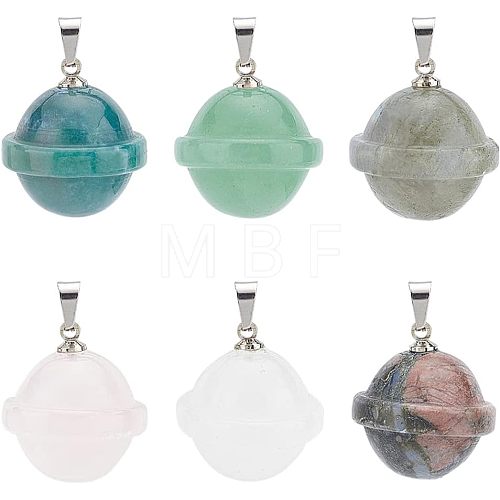 Unicraftale 6Pcs 6 Styles Natural Mixed Stone Pendants FIND-UN0001-38-1