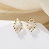 Brass Glass Stud Earrings EJEW-Q014-22G-1