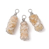 Rack Plating Copper Wire Wrapped Natural Citrine Chip Big Pendants G-C130-01P-05-1