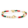 Christmas Glass Seed Beaded & Imitation Pearl Stretch Bracelets for Women OT9576-7-1