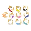 Brass Enamel Adjustable Cuff Rings for Women RJEW-G357-01A-2