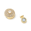 Brass Micro Pave Clear Cubic Zirconia Magnetic Clasps KK-Z139-01G-03-2
