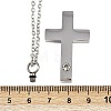 304 Stainless Steel Pave Clear Cubic Zirconia Cross Pendant Pet Urn Ashes Necklaces NJEW-S455-07P-6