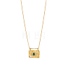 304 Stainless Steel Micro Pave Cubic Zirconia Rectangle with Eye Pendant Necklaces NJEW-OY002-49G-1