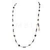 Natural Lapis Lazuli Round and Nuggets Lariat Necklaces NJEW-JN05727-8