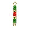 3Pcs Glass Seed Beads & Brass Rondelle Beaded Connector Charms PALLOY-JF03294-01-3