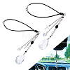2Pcs Alloy Glass Teardrop with Cross Pendant Decorations HJEW-UN00121-1