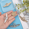 4Pcs 2 Colors Alloy Eagle Wing with Star Brooch JEWB-CA0001-42-3