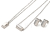 Rectangle 304 Stainless Steel Pendant Necklaces & Bracelets & Stud Earrings Sets for Women SJEW-C004-07P-2