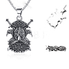 304 Stainless Steel Viking Pirate Double Crow Pendant Necklaces for Men FS-WG00F6C-01-2