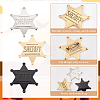 6Pcs 3 Colors Iron Star with Word Sheriff Brooch Pin for Costume Accessories JEWB-FG0001-15-4