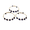 Natural Lapis Lazuli Wrapped Cuff Bangle BJEW-A122-07B-2
