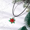 Natural Carnelian(Dyed & Heated) & Glass Snowflake Pendant Necklaces NJEW-JN05054-01-2