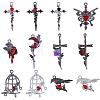 24Pcs 12 Styles Gothic Alloy Rhinestone/Acrylic/Enamel Pendants Sets FIND-SC0023-29-1