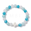 Natural Mashan Jade & White Jade Beaded Stretch Bracelets BJEW-JB11152-1